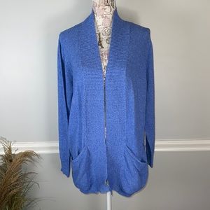 Norm Thompson Blue Petite Large Cardigan